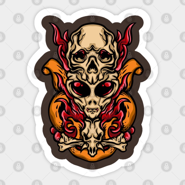 Alien Skull Sticker by azhartz